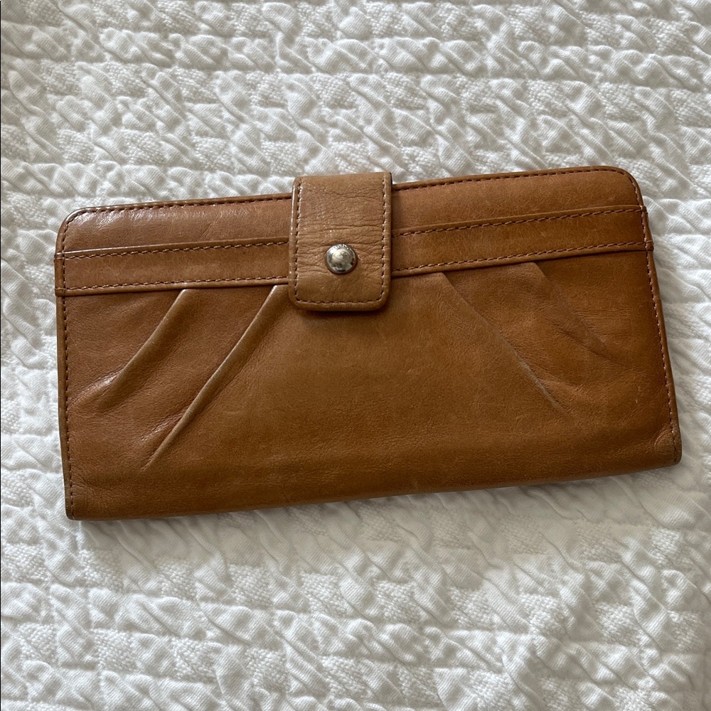 HOBO Cognac Leather Snap Wallet